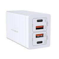 แท่นชาร์จยูเอสบี GAN 65W 4พอร์ตฮับชาร์จไฟที่ชาร์จเร็ว QC4.0 QC PD3.0 PD Type-C USB เครื่องชาร์จสำหรับสมาร์ทโฟนผนัง T-Ablet แล็ปท็อปและอีกมากมาย