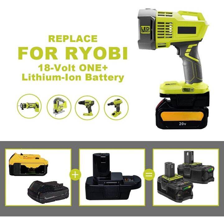 แบตเตอรี่-dm18rl-อะแดปเตอร์แปลงยูเอสบี-dm20rob-สำหรับ-ryobi-convert-dewalt-20v-milwaukee-เป็น18v-ตัวแปลงแบตเตอรี่