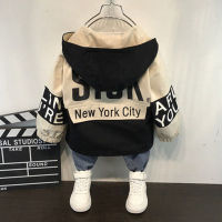 Baby autumn and winter new warm clothing childrens jacket thickening plus velvet padded jacket boy hooded jacket boy warm jacke