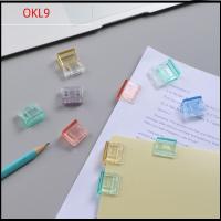 OKL9 20PCS เครื่องเขียนสเตชันเนอรี สำหรับนักเรียน โปร่งใสโปร่งใส สร้างสรรค์และสร้างสรรค์ ที่หนีบยึดแฟ้ม มัลติฟังก์ชั่นการใช้งาน คลิปแบบกด คลิปมุมมุม แฟ้มกระดาษสำหรับทดสอบ คลิปกระดาษจดหมาย