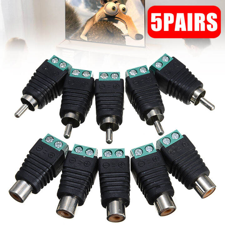 Speaker Wire To RCA Adapters – 5 Or 10 Pack, Male/Female Connectors For Audio Setup