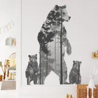 PVC Nordic Style Polar Bear Forest Silhouette Wall Stickers House Decor Kids Rooms Decoration Self-adhesive Wallpaper Livingroom