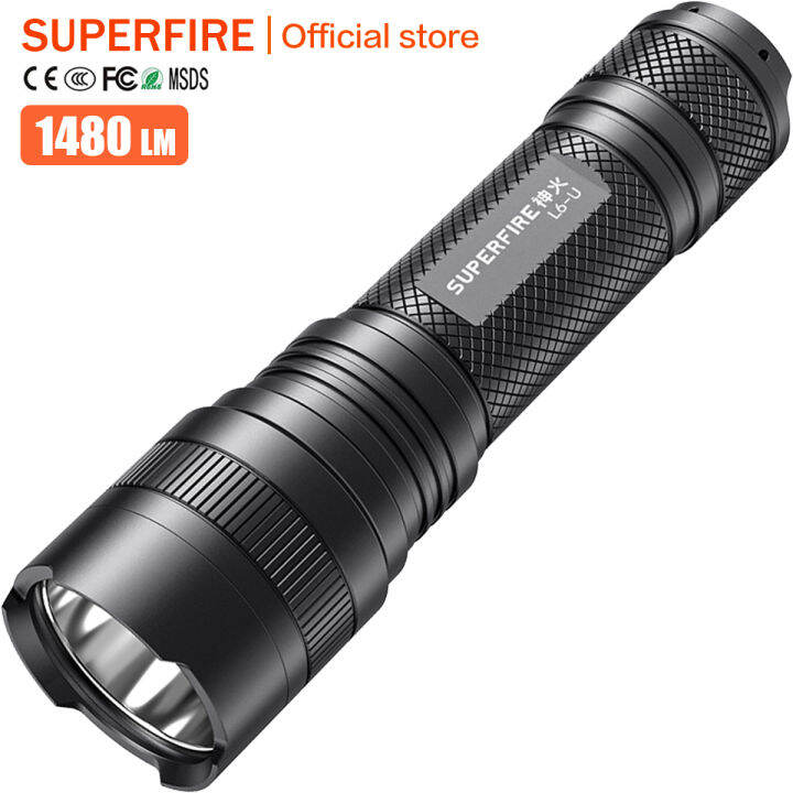 SUPERFIRE L6-U Ultra Strong Light Flashlight Rechargeable Ultra Bright ...