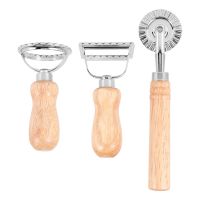 3PCS Ravioli Pasta Cutter Set, Ravioli Stamp Maker with Wooden Handle Ravioli Cutter Pasta Cutter for Ravioli, Pasta, Dumplings Lasagna, Pierogi