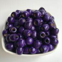 50pcs Purple Wooden Macrame Beads 12x11mm Dreadlock Drum Wood Bead 4-5mm Big Hole