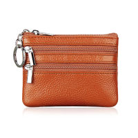 Leather Change Coin Purse with 4 Pockets and Keychain for Women