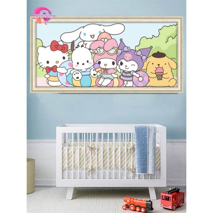 sanrio-5d-ภาพวาดเพชรเพชรเต็มงานปักครอสติช-diy-ปักเพชร-size30x60-40x80cm-การตกแต่งบ้านเพชร