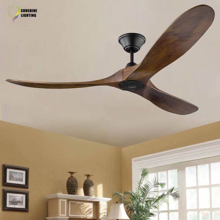 SUNSHINE 60 Inch Ceiling Fan Industrial Vintage Wooden Ventilator No
