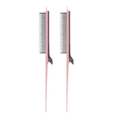 2Pcs Point-Tail Highlight Comb High-Gloss Comb Point-Tail Plastic Comb Hair Salon Color Brush Weave with Hair Clip