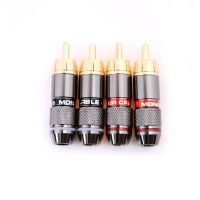 4pcs/lot 6mm RCA Connector Gold Plating RCA Male Plug Support Cable