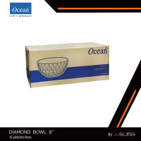 JJGLASS - (Ocean) P00124  Diamond Bowl - ชามไดมอนด์ ชามดินเนอร์เเวร์ ชามโอเชี่ยนกลาส 8 นิ้ว  Diamond Ocean Glass