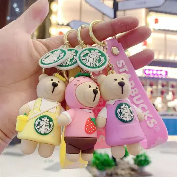 Get Starbucks milk tea cup keychain charm cute bear doll key chain charm  gift Delivered