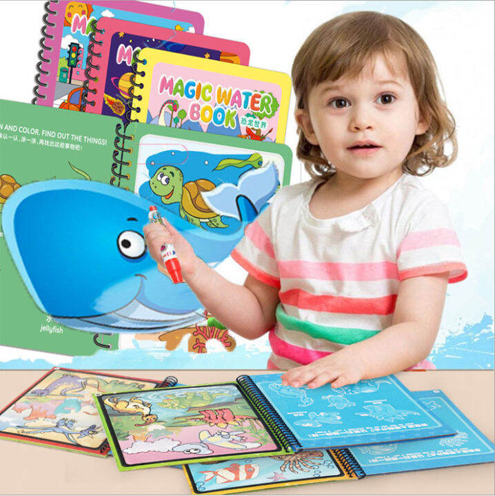 Magic Water Drawing Book Reusable Water pen Painting Book For Kids