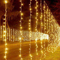 BEIAIDI 4X0.6M 3X1M 3X2M 6X3M ผ้าม่านหน้าต่าง Twinkle Starry Light กลางแจ้งคริสต์มาสงานแต่งงาน Icle Fairy String Garland