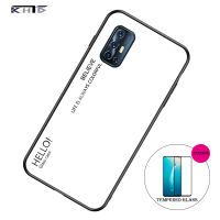 KHTD สำหรับ vivo V17 / V19 / V19 Neo เคสโทรศัพท์สีการไล่ระดับแฟชั่นรูปแบบกระจกเทมเปอร์กลับกรอบ TPU แบบนุ่มกันกระแทกฝาหลังกรณี