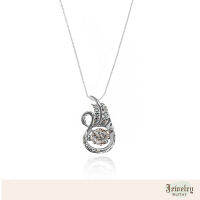 Jewelry Buffet Dancing Swan Necklace Sterling Silver 925 with White Crystal and Rhodium Plated