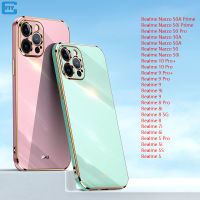 เคสโทรศัพท์แบรนด์ FlyGoods สำหรับ Realme 10 Pro + 10 Pro 9 Pro + 9 Pro 9i 9 8 8 Pro 8i 8 7i 6i 5 Pro 5i 5S 5 Narzo 50A Prime 50 Pro 50i เคลือบ50A 30A สุดหรูสำหรับวัยรุ่นกล่องสีสีขนมหวานชุบทองกรณีเลนส์โทรศัพท์รวมทุกอย่าง