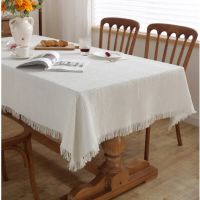 French style white cotton and linen tablecloth decorative cloth waffle cotton rectangular lace round tablecloth coffee tea table cover