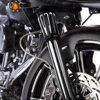 รถจักรยานยนต์ตัดขอบCNCด้านหน้าส้อมบู๊ตSliderสำหรับHarley Touring TuringและTrikeรุ่นKing Street  Electra Glide