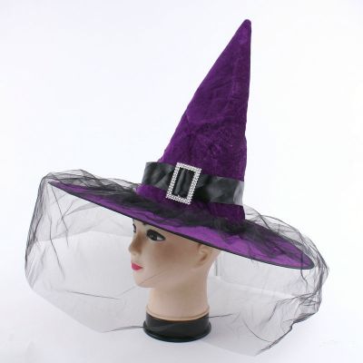 [COD] ghost festival witch hat spider web gauze pointed adult children magic wizard