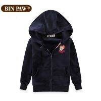 BINPAW เสื้อกันหนาวมีฮู้ดสำหรับเด็กชาย-เด็กหญิง Childrens clothing girls casual jacket autumn new fashion simple velvet