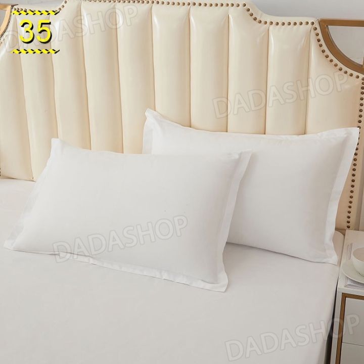ชุดผ้าปูที่นอน-daa1-35-ขาว-แบบรัดรอบเตียง-ขนาด-3-5-ฟุต-5-ฟุต-6-ฟุต-พร้อมปลอกหมอน-4-in1-เตียงสูง10นิ้ว-ไม่มีรอยต่อ-ไม่ลอกง่าย