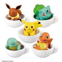 ฟิกเกอร์5ชิ้น/เซ็ตภาพอนิเมะโปเกมอน Pikachu Jolteonflareoneevee Vaporeon ชุดสะสมตุ๊กตารูปร่างถ้วยของเล่นสำหรับเด็ก