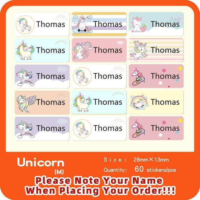 hot-dt-unicorn-name-sticker-custom-personalized-tag-3size-cartoon-decal-label-children-school-office-stationery-stickers