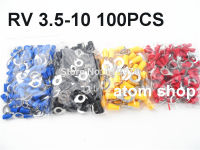 100ชิ้น RV3.5-10สีดำรอบ Pre ฉนวนขั้วเย็นกดขั้วหัวทองแดง