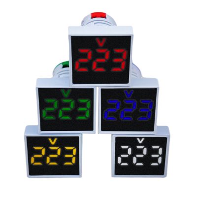 【LZ】◑♂  Mini LED medidor de tensão digital voltímetro painel quadrado indicador de tensão testador de luz vermelho azul amarelo verde branco 22mm AC 60-500V 1pc