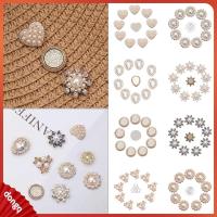 DONGQ 10PCS ที่เป็นประกาย รูปดอกไม้ คริสตัล เครื่องประดับศีรษะ ปุ่ม Rhinestone กิ๊บติดผมไข่มุก กระดุมมุก