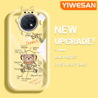 YIWESAN เคสสำหรับ Xiaomi Redmi โน๊ต9T เคสซิลิโคนนิ่มนิ่มลายการ์ตูนน่ารักนักบินอวกาศหมีลวดลายสุดสร้างสรรค์ขอบนุ่มใสเคสกันกระแทกโปร่งใสเคสโทรศัพท์กันตก