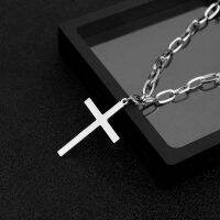 Large Size Titanium Steel Cross Pendant Chain Necklace Choker