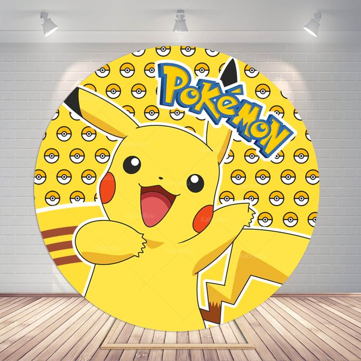 pikachu-pokemon-backdrops-round-covers-girls-kid-birthday-party-background-decoration-baby-shower-pocket-monster-circular-poster