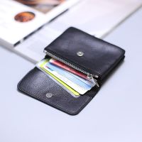 ZZOOI Genuine Leather Womens Coin Purse Soft Men Wallets Handmade Handmade Magnetic clasp design Card Holder Fashion double zipper