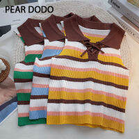 เสื้อกั๊กสั้นคล้องคอเสื้อโปโลลายวินเทจสำหรับผู้หญิง PEAR DODO