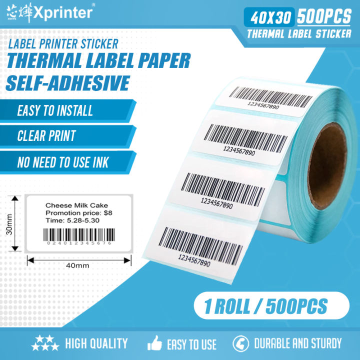 Xprinter 40X30mm Thermal Label Sticker Paper 40mmX30mm Thermal Adhesive ...