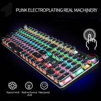 Gaming Mechanical Keyboard R Punk USB แบบมีสาย LED 23โหมด RGB Backlit Switch 104คีย์ปุ่มกดแบบเต็มแกนสีเขียวสำหรับเกมคอมพิวเตอร์