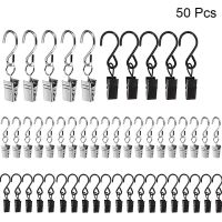 123ZOUUI 50Pcs ง่ายต่อการใช้ S-hooks คลิปหนีบม่าน ยาว2.4นิ้ว เหล็กไร้สนิม ตะขอเกี่ยวไฟกันสาด แข็งแรงทนทาน สีดำและสีเงิน คลิปไฟแขวนปาร์ตี้ เต็นท์ตั้งแคมป์ตกแต่งบ้าน