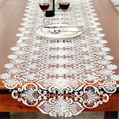 Cotton Table Runner White Embroidered Tea Lace Table Cloth Cover Towel Home Christmas Tablecloth Placemat Wedding Decor Dining