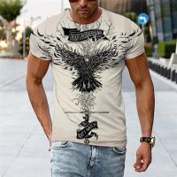 T SHIRT - 3d Printed T shirt Vintage Mens T-shirt Eagle T Shirt Men Animal Crew Neck Short Sleeve Shirts Oversized Tops Tee Clothing  - TSHIRT