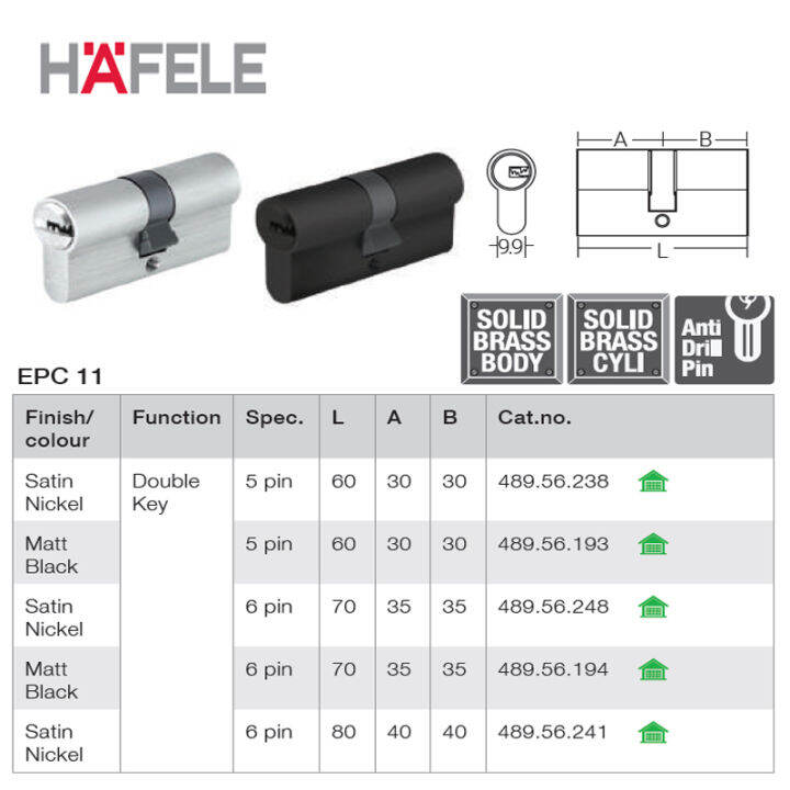 HAFELE PROFILE CYLINDER LOCKSET Lazada