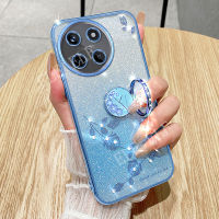 เคสโทรศัพท์กุหลาบนิรันดร์ไล่ระดับสีสุดหรูสำหรับ Realme 11 4G 5G / 11 NFC / 11 Pro + / 10T 5G / 10 Pro / 10 4G 5G / 10 Pro + เคสแหวนใส่นิ้ว Electroplated ดอกไม้แวววาว Siliocne ปลอกอ่อน Realme 11 NFC กรอบกันกระแทก Realme11โปร