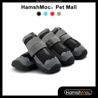 HamshMoc รองเท้าบูทสุนัขระบายอากาศได้ดี,รองเท้าสุนัขรองเท้าบูทสุนัขพร้อมสายรัดสะท้อนแสงทนทานกันลื่นสำหรับวิ่งกลางแจ้งเดินป่า