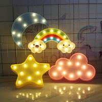 3D Rainbow LED Night Lights Cartoon Star Unicorn Flamingo Cloud LED Table Lamp For Kids Bedroom Decor New Year Gift Lighting