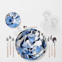 Blue Flowers Dishes and Plates Sets High Quality Bone Porcelain Dinner Plates