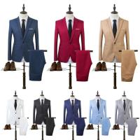 Costume Homme Mens Blazer Suit Ensembles Slim Tuxedo Coat Pants Formal Evening Dinner Wedding Groom