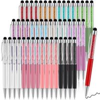 20/50Pcs Crystal Ballpoint Pen 2 In 1 Slim Crystal Diamond Screen Stylus Black Gel Ink Ballpoint Glitter Pen Touch pen Stylus Pens