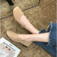 Square head flat shoes Comfortable soft-soled shoes slip on