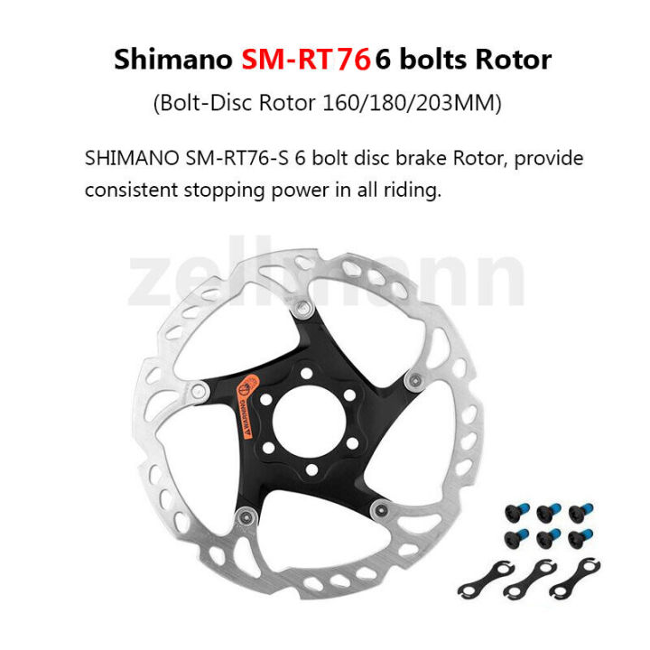 shimano-xt-rt76ดิสก์เบรกโรเตอร์160มิลลิเมตร180มิลลิเมตร203มิลลิเมตรศูนย์แผ่น6น็อต-deore-xt-sm-rt76-mtb-จักรยานดิสก์เบรกโรเตอร์6หลุม